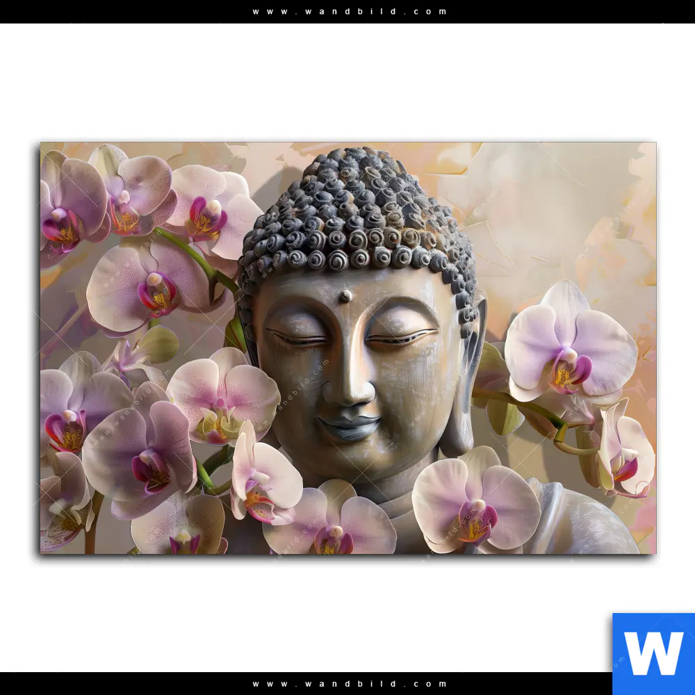 Aluminiumbild gebürstet | Buddha & Orchideen | Querformat - Image 2