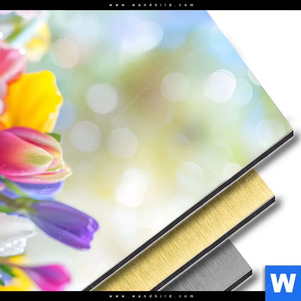 Aluminiumbild gebürstet | Farbenfrohe Frühlingsblüten | Hochformat - Image 3