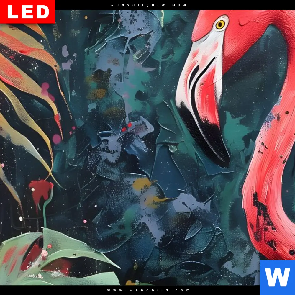 Aluminiumbild gebürstet | Flamingo - Dschungel Eleganz | Hochformat - Image 4