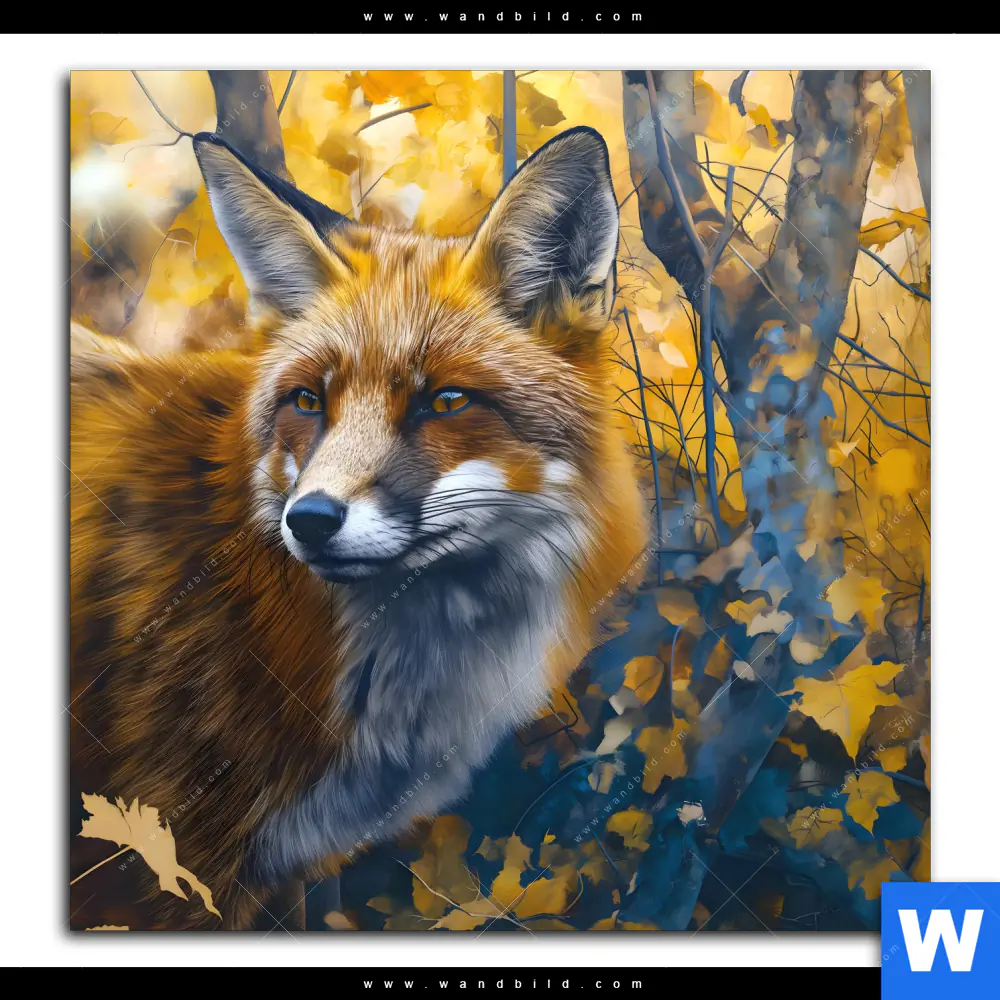 Aluminiumbild gebürstet | Fuchs im Blätterwald | Quadrat - Image 2