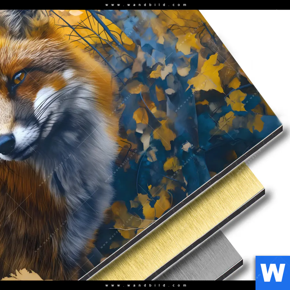Aluminiumbild gebürstet | Fuchs im Blätterwald | Quadrat - Image 3