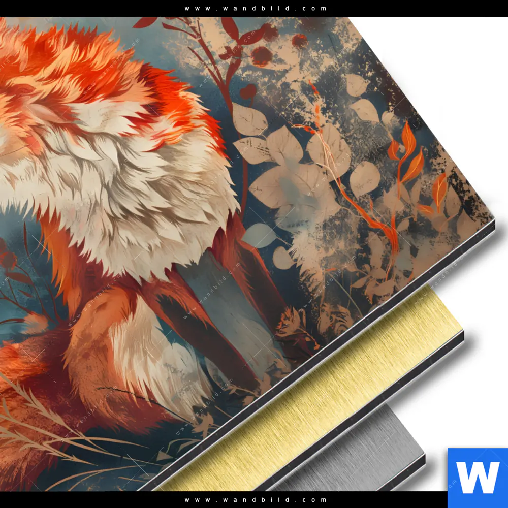 Aluminiumbild gebürstet | Naturpoesie mit Fuchs | Quadrat - Image 3