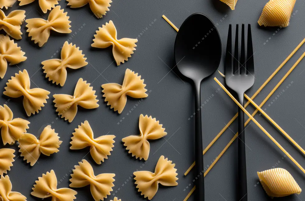 Aluminiumbild gebürstet | Pasta – Stilvoll serviert | Querformat - Image 5