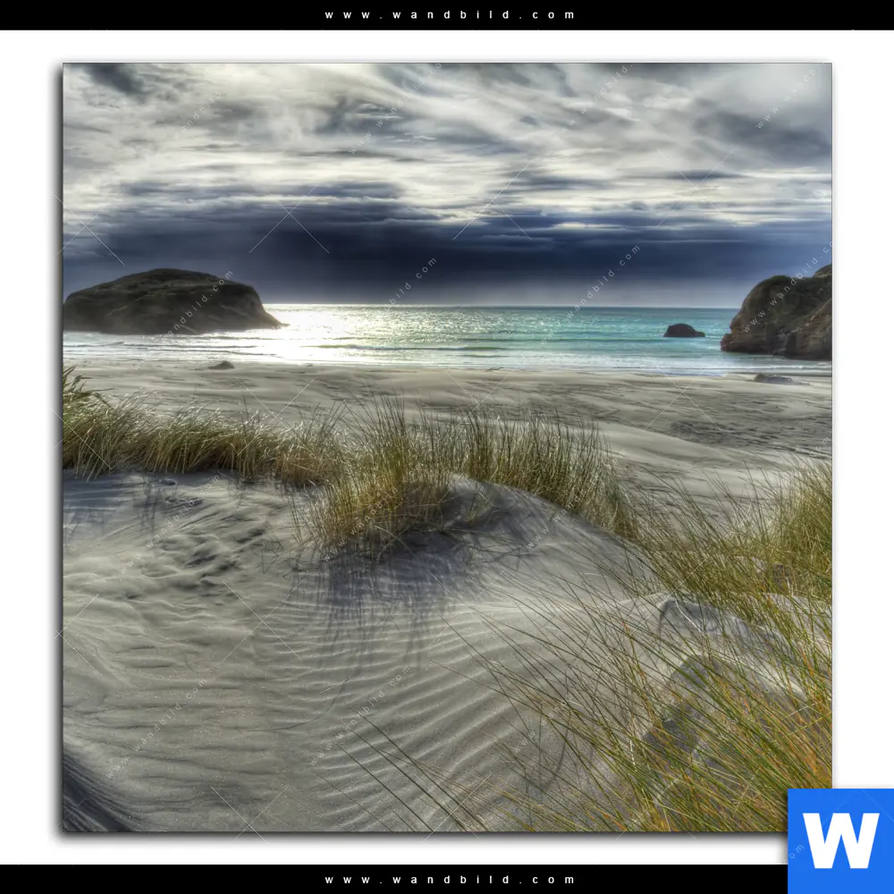 Aluminiumbild gebürstet | Stürmischer Himmel am Strand | Quadrat - Image 2