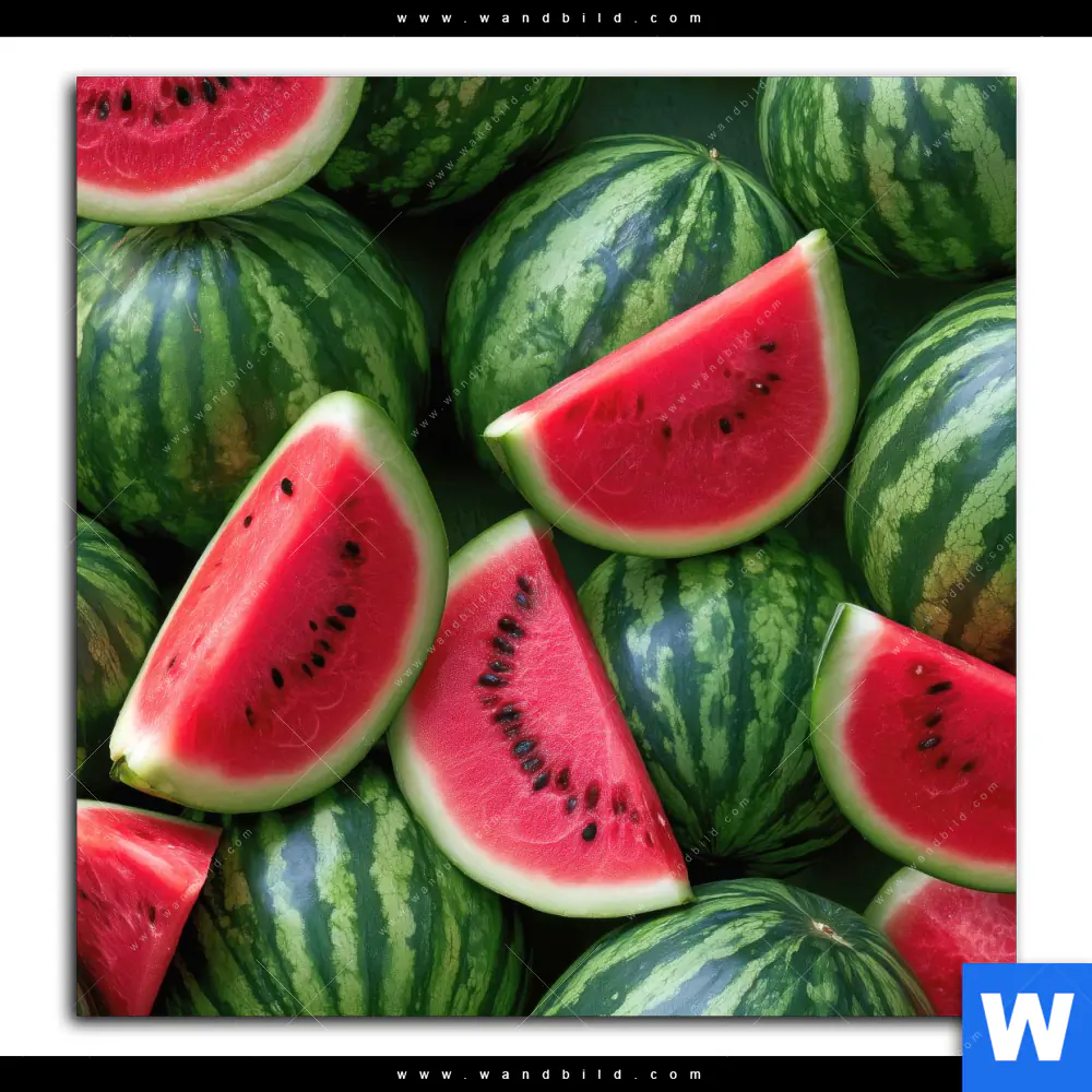 Aluminiumbild gebürstet | Wassermelonen - Rubinrote Verführung | Quadrat - Image 2
