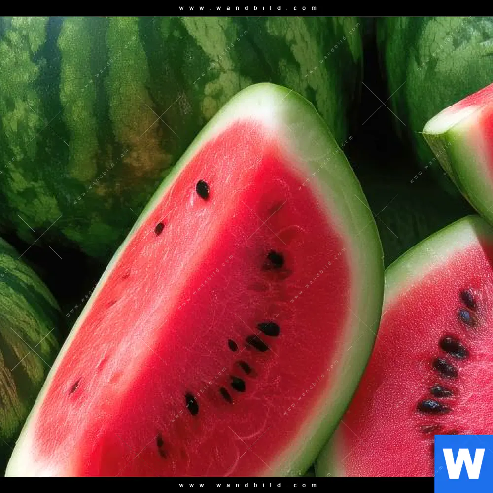 Aluminiumbild gebürstet | Wassermelonen - Rubinrote Verführung | Quadrat - Image 4