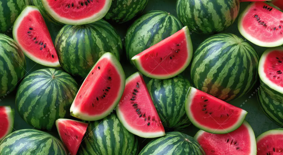 Aluminiumbild gebürstet | Wassermelonen - Rubinrote Verführung | Quadrat - Image 5