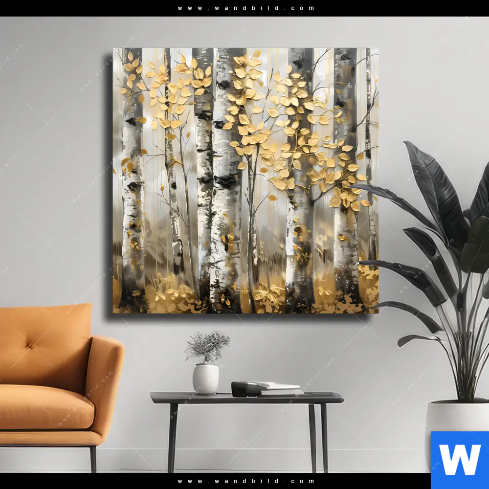 Leinwandbild | Abstrakter Birkenwald | Quadrat