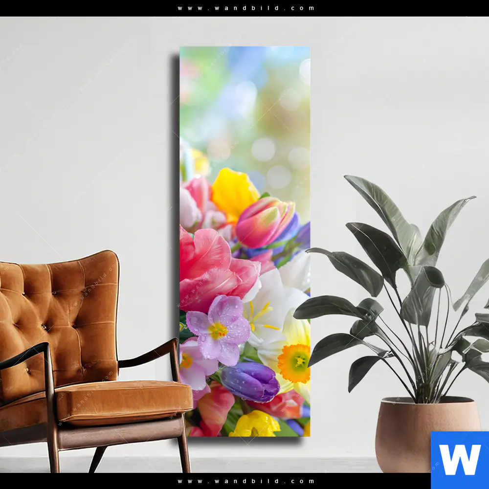 Leinwandbild | Farbenfrohe Frühlingsblüten | Schmal