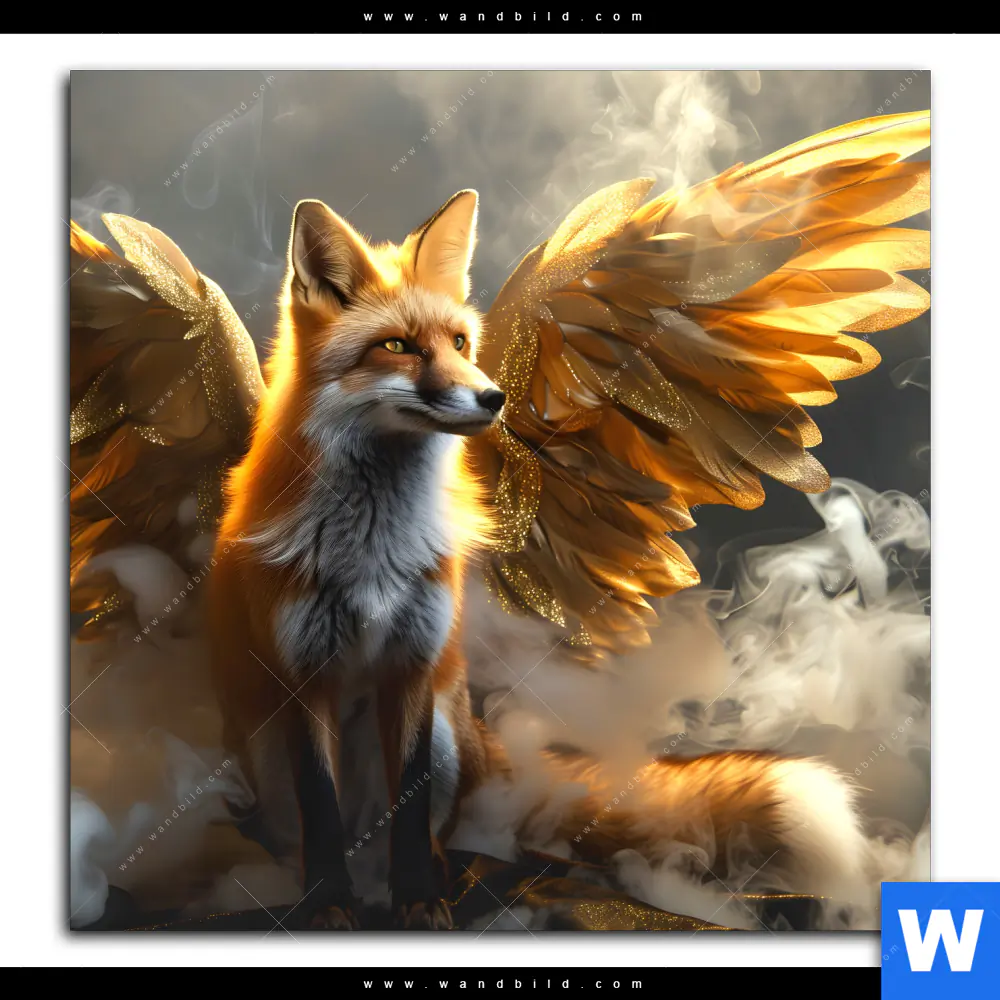 Leinwandbild | Fuchs mit goldenen Flügeln | Quadrat - Image 2