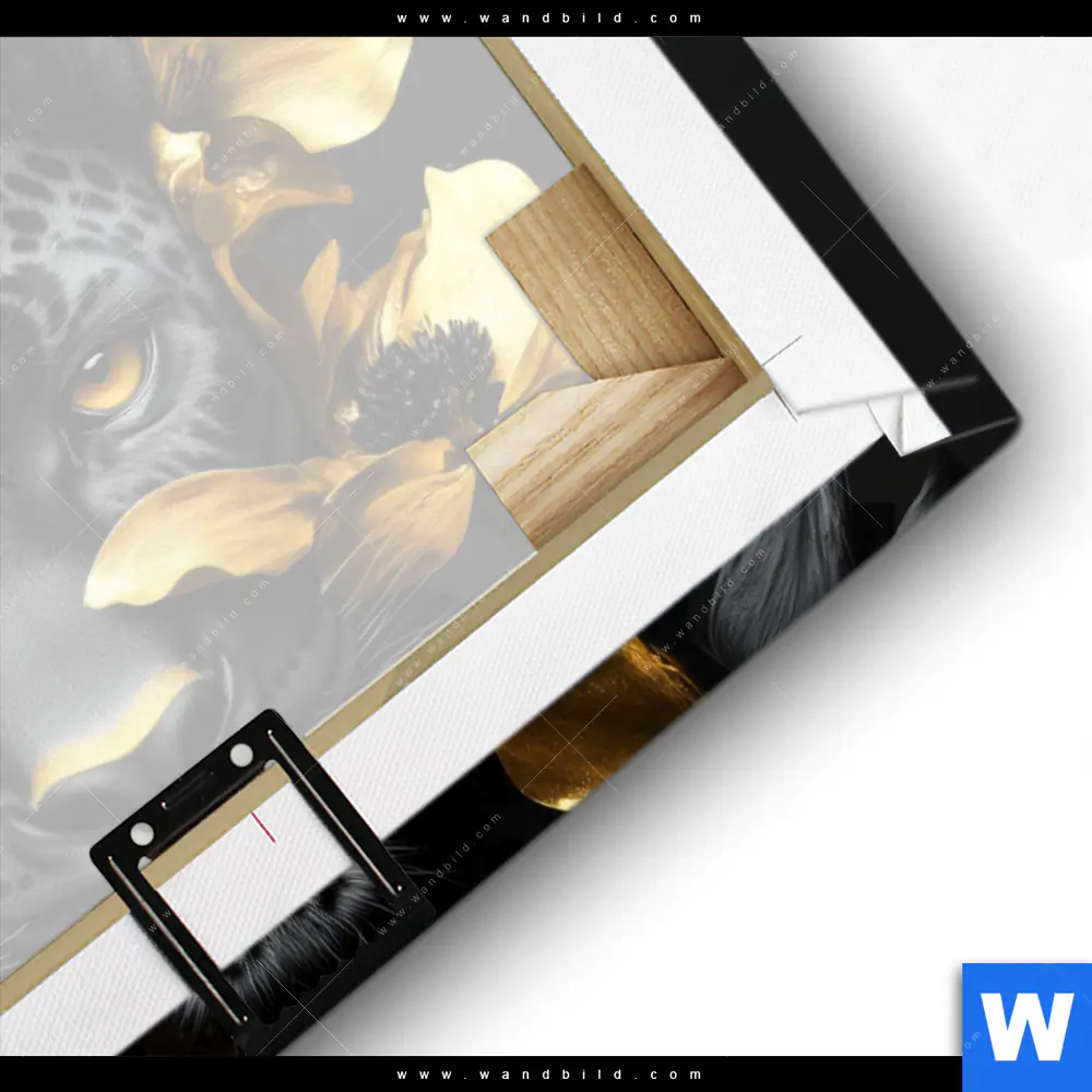Leinwandbild | Goldblumen & Panther | Querformat - Image 3
