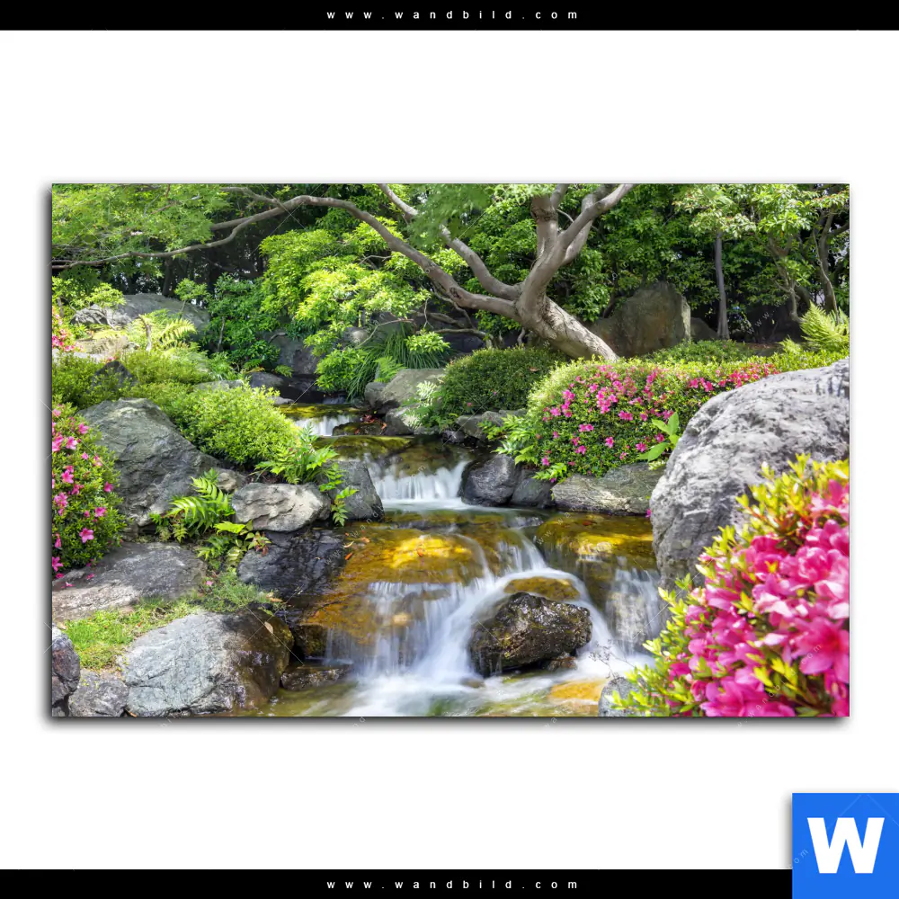 Leinwandbild | Japanischer Garten mit Wasserlauf | Querformat - Image 2
