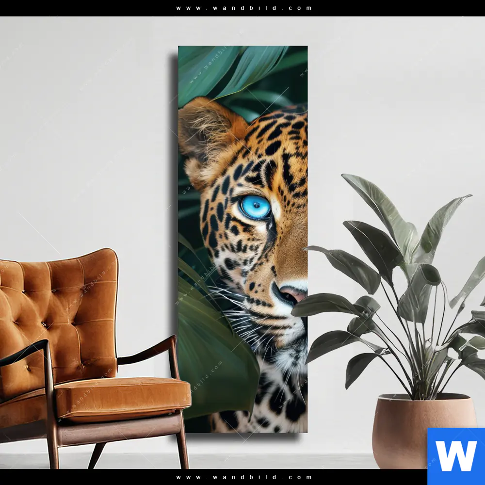 Leinwandbild | Leopard mit blauen Augen | Schmal