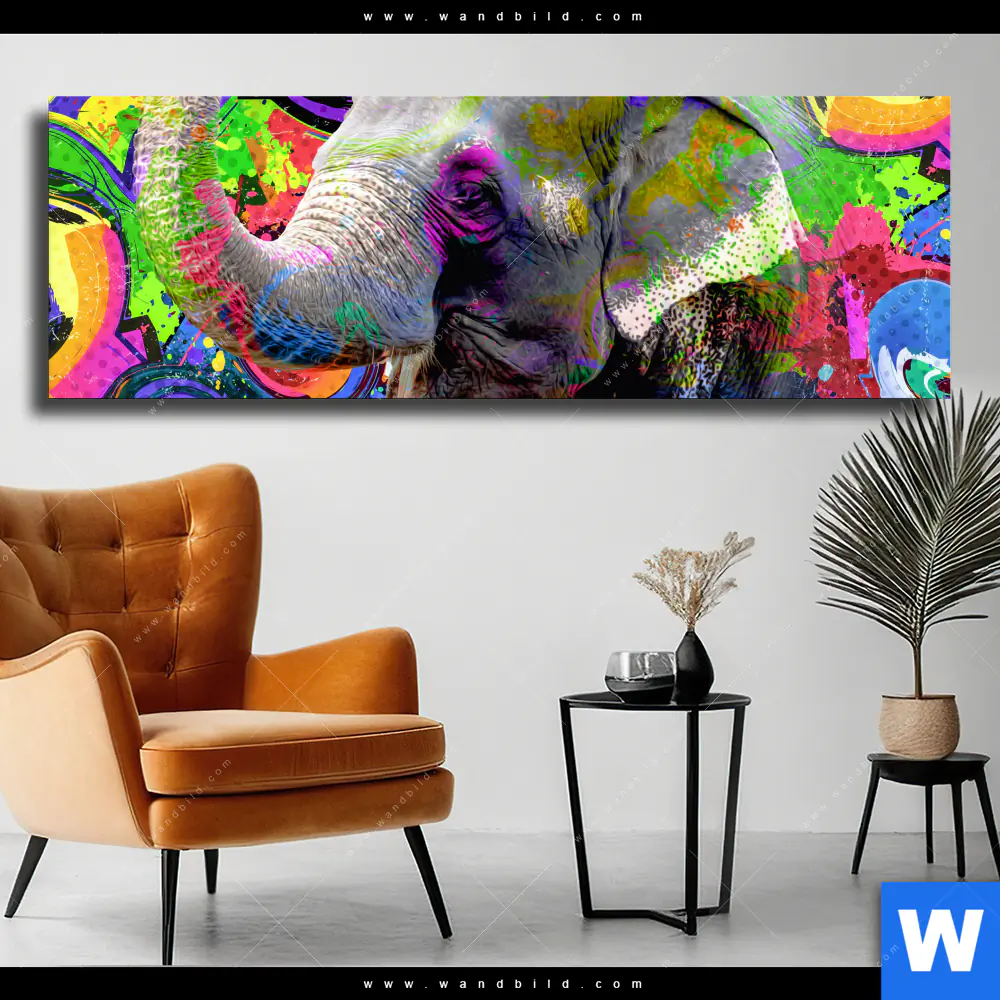 Leinwandbild | Moderner bunter Elefant No. 2 | Panorama
