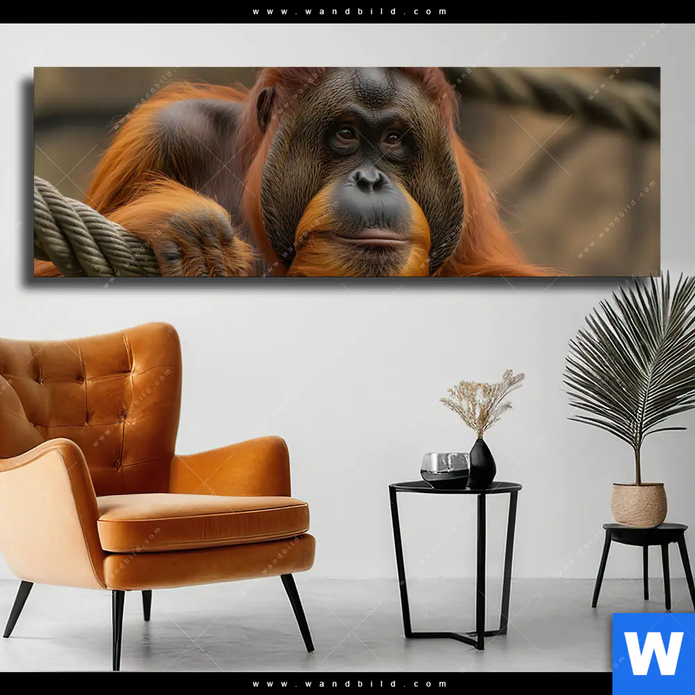 Leinwandbild | Orang-Utan mit sanftem Blick | Panorama
