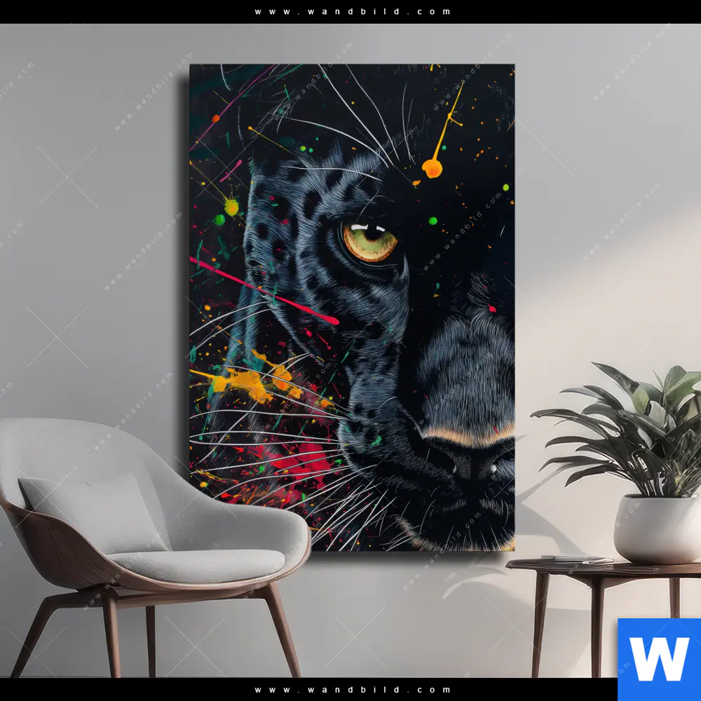 Leinwandbild | Panther Farbexplosion | Hochformat