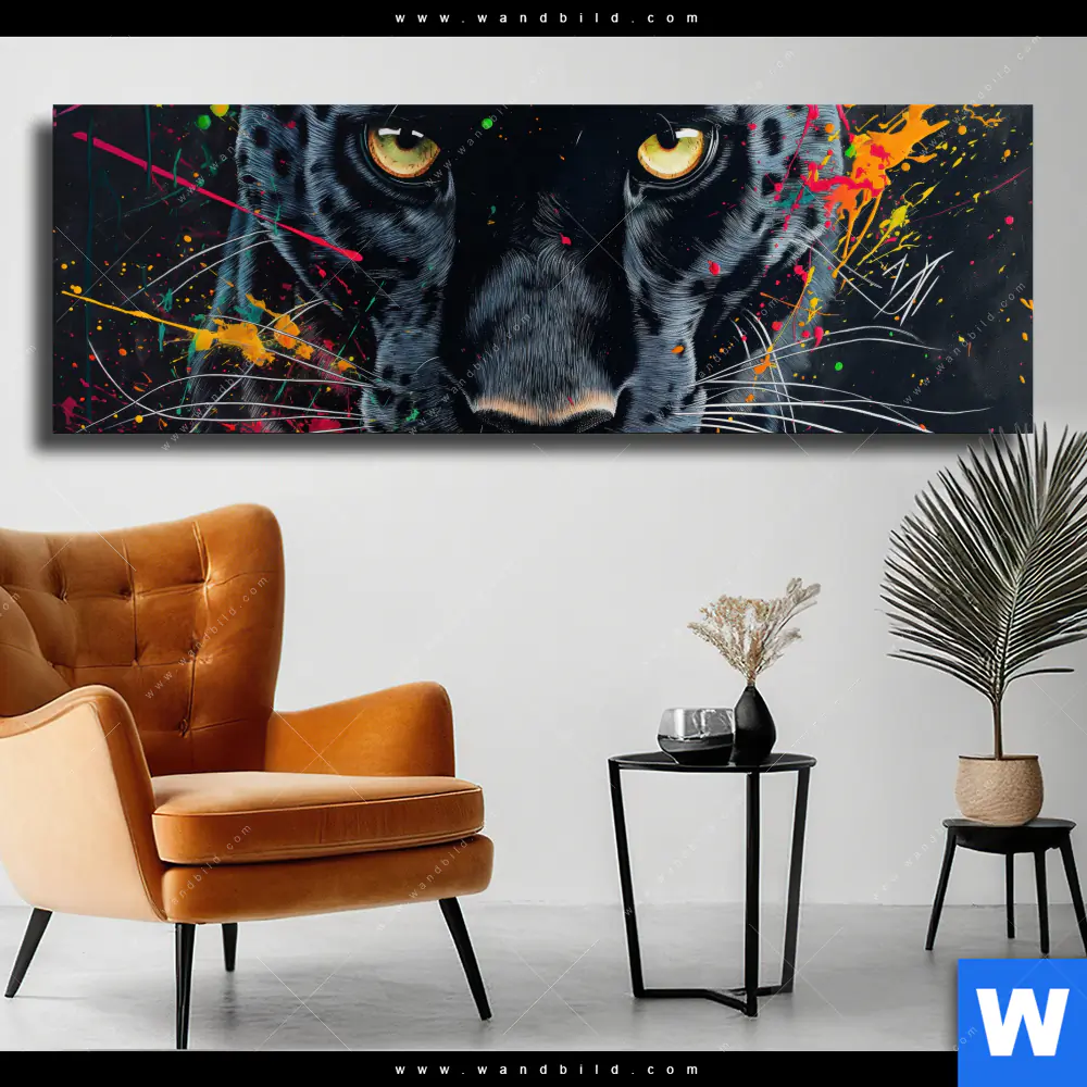Leinwandbild | Panther Farbexplosion | Panorama