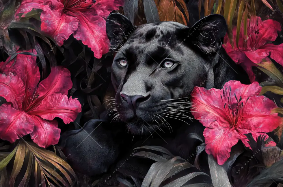 Leinwandbild | Panther im Blütenmeer | Querformat - Image 5