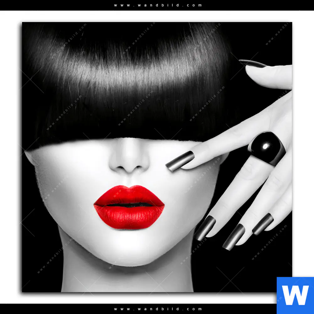 Leinwandbild | Schwarze Eleganz & rote Lippen | Quadrat - Image 2