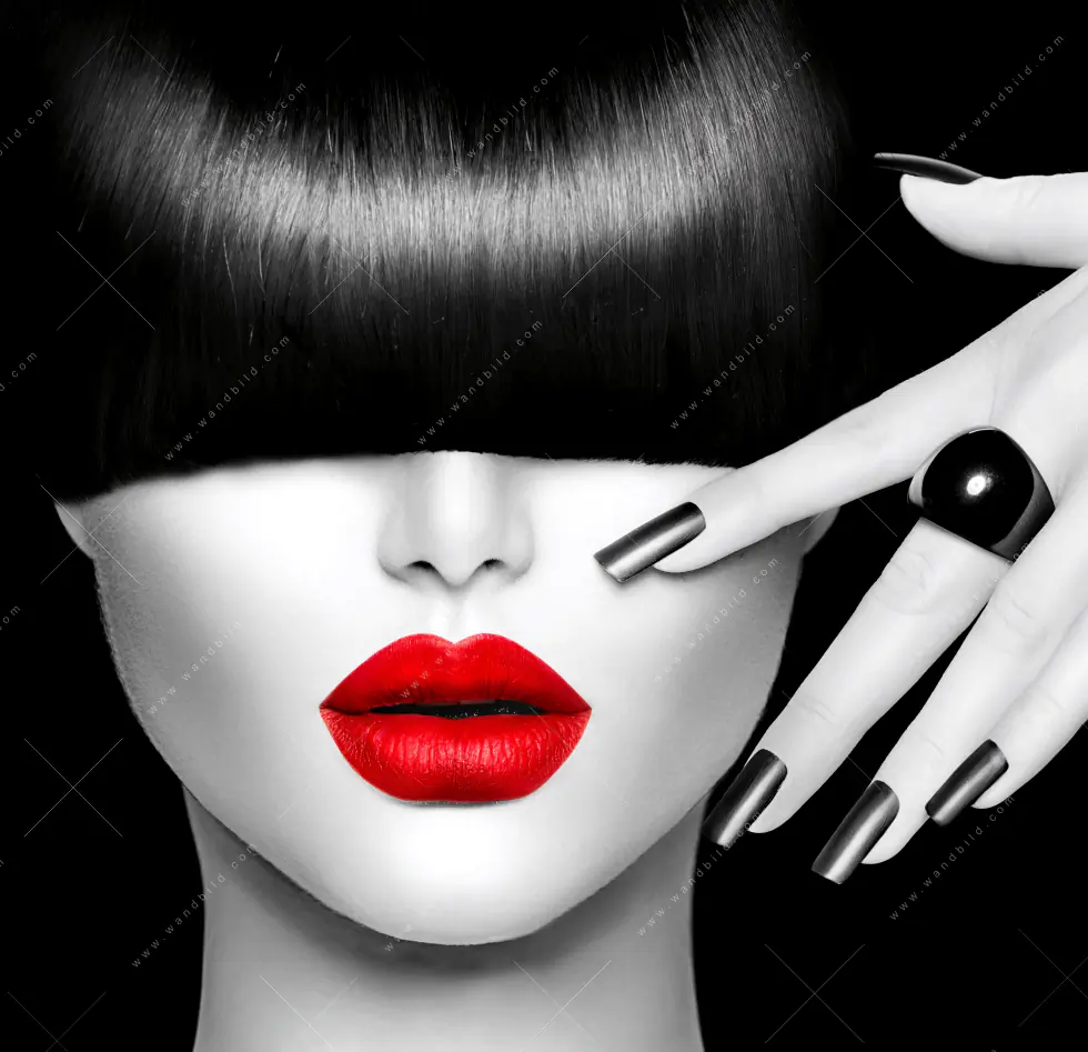 Leinwandbild | Schwarze Eleganz & rote Lippen | Quadrat - Image 5