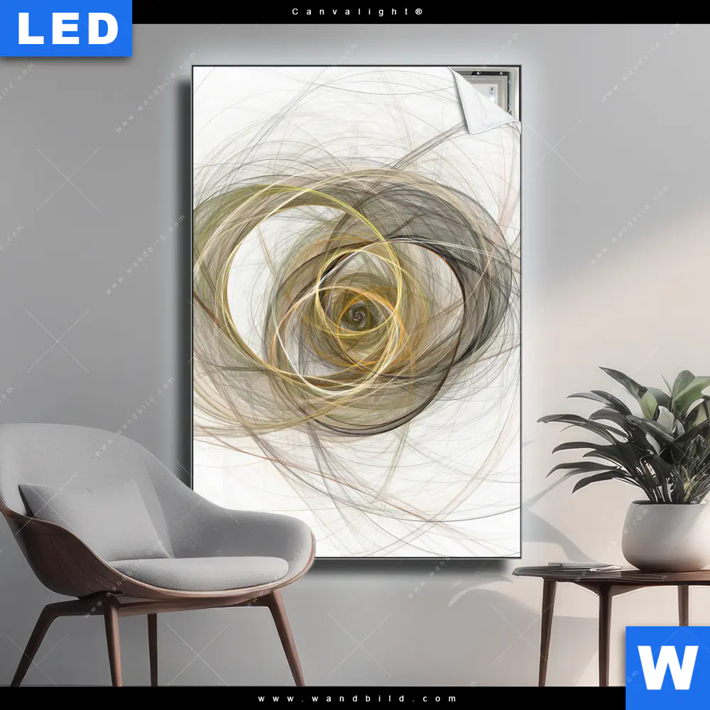 Canvalight® Leuchtbild | Abstrakte moderne Linienkunst | Hochformat