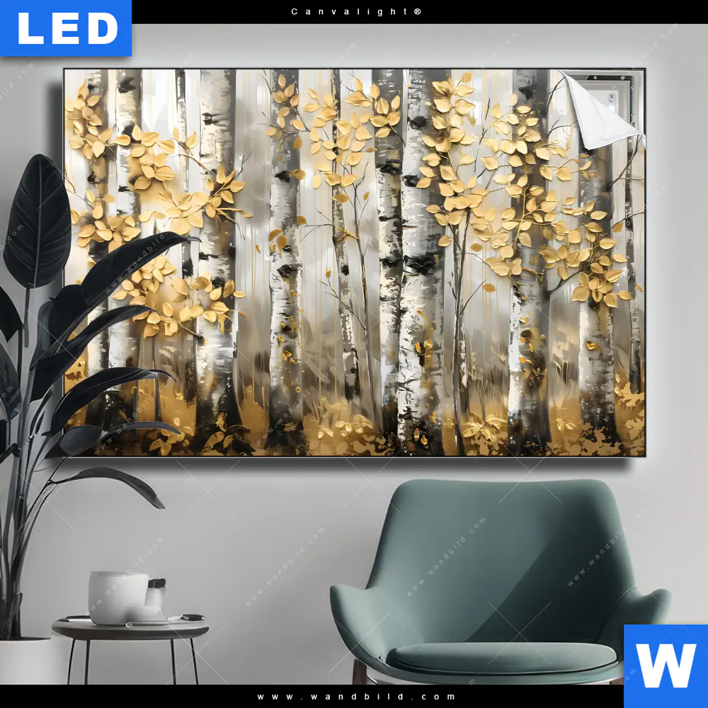 Canvalight® Leuchtbild | Abstrakter Birkenwald | Querformat