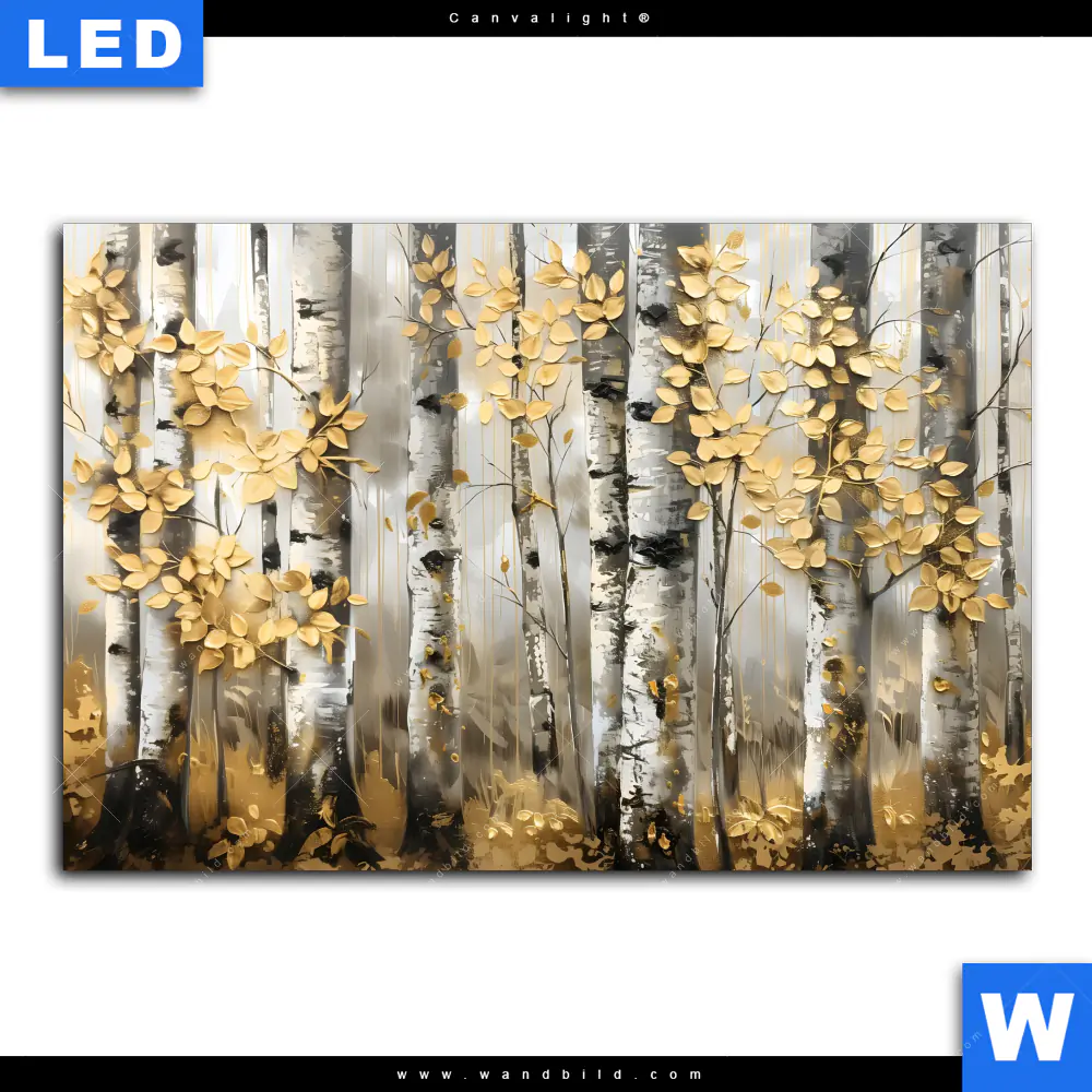 Canvalight® Leuchtbild | Abstrakter Birkenwald | Querformat - Image 2