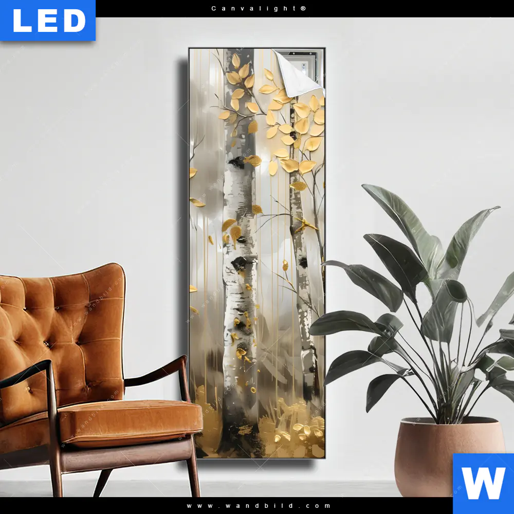 Canvalight® Leuchtbild | Abstrakter Birkenwald | Schmal
