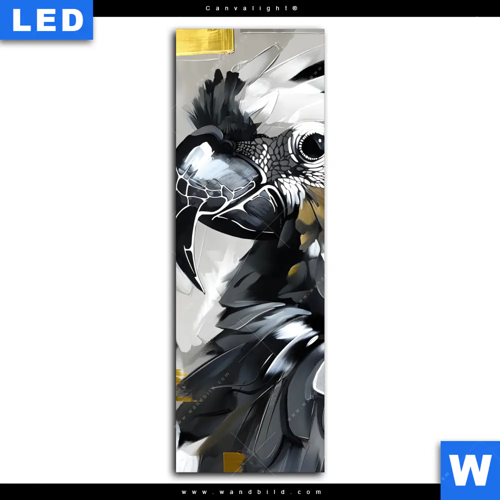 Canvalight® Leuchtbild | Abstrakter Papagei mit Gold | Schmal - Image 2