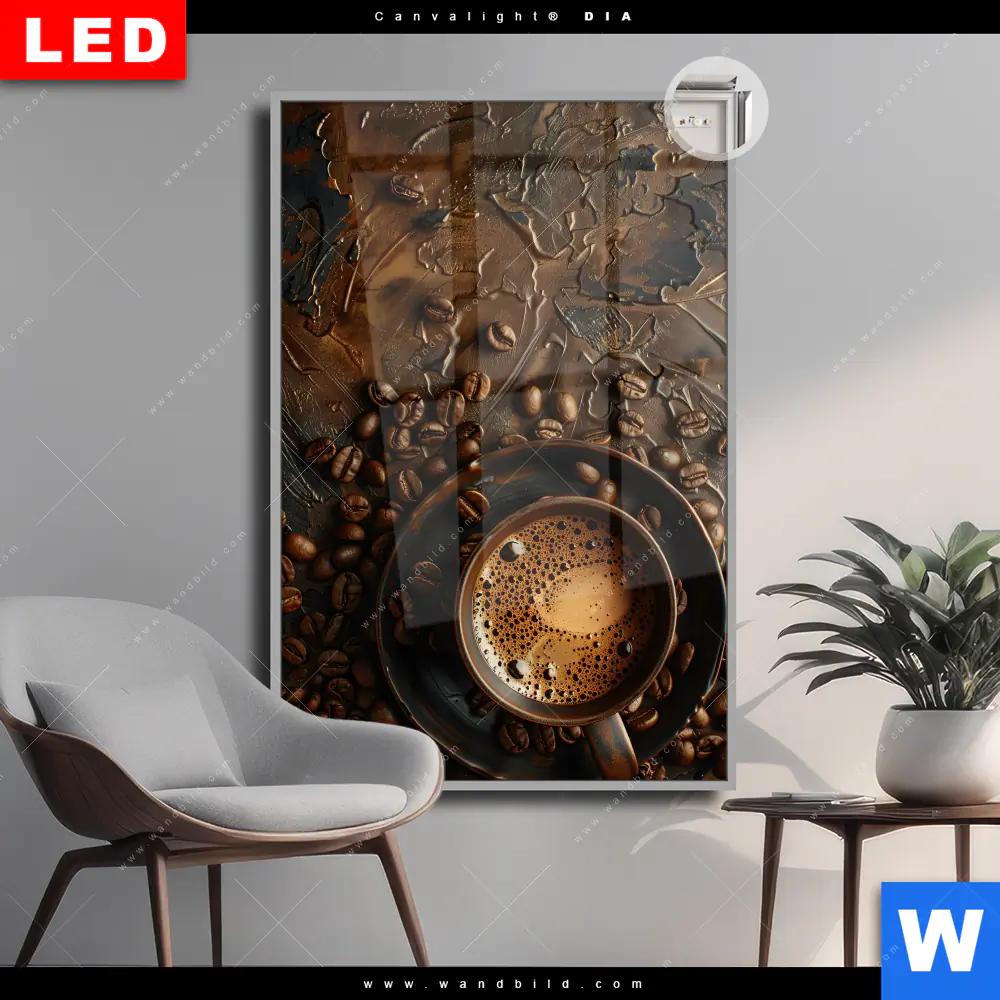 Leuchtbild Acrylglas Canvalight® DIA | Aromatischer Kaffeetraum | Hochformat
