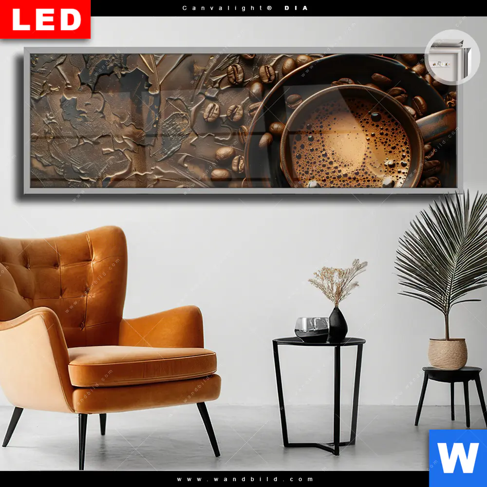 Leuchtbild Acrylglas Canvalight® DIA | Aromatischer Kaffeetraum | Panorama