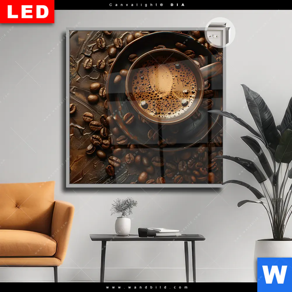 Leuchtbild Acrylglas Canvalight® DIA | Aromatischer Kaffeetraum | Quadrat