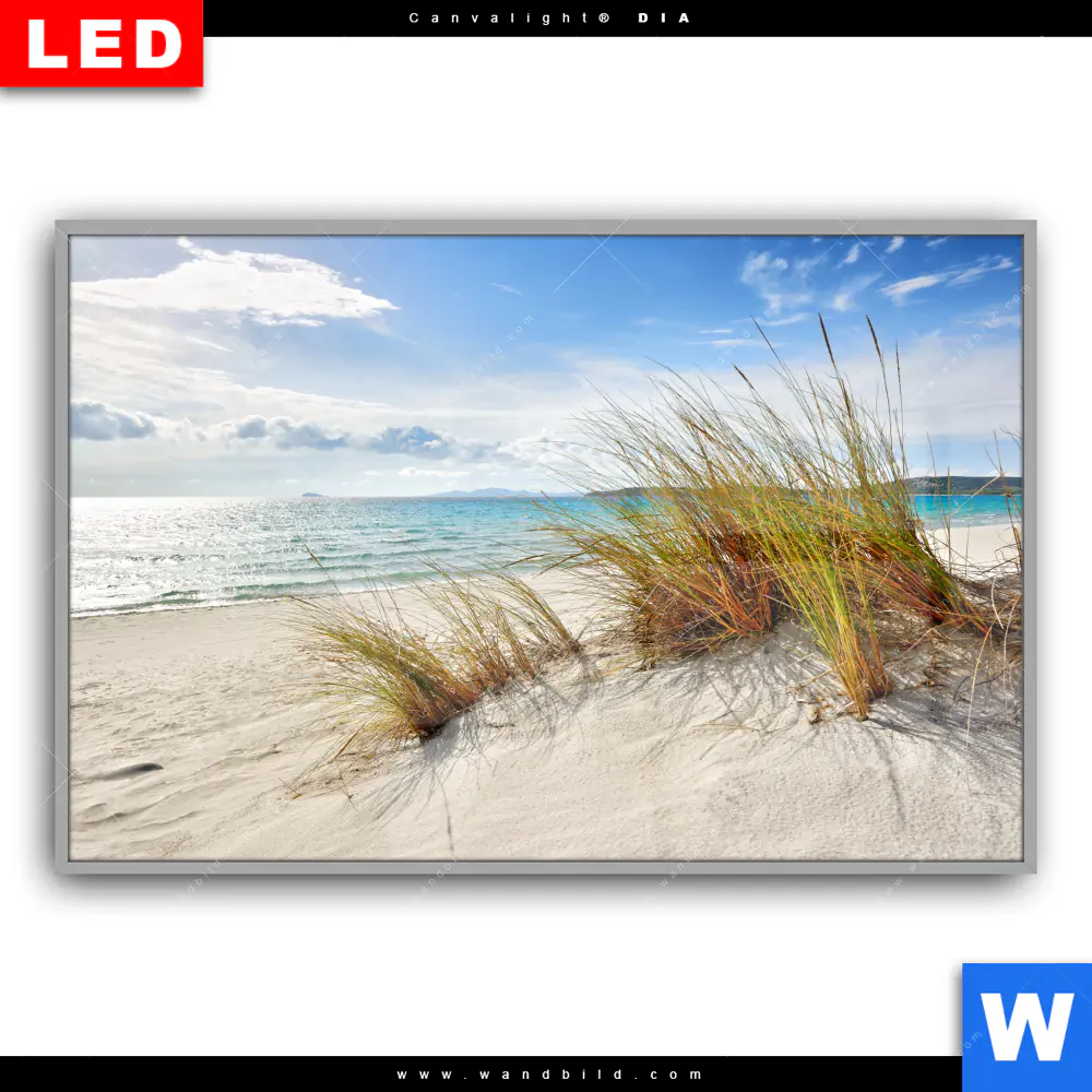 Leuchtbild Acrylglas Canvalight® DIA | Dünenlandschaft mit Meerblick | Querformat - Image 2