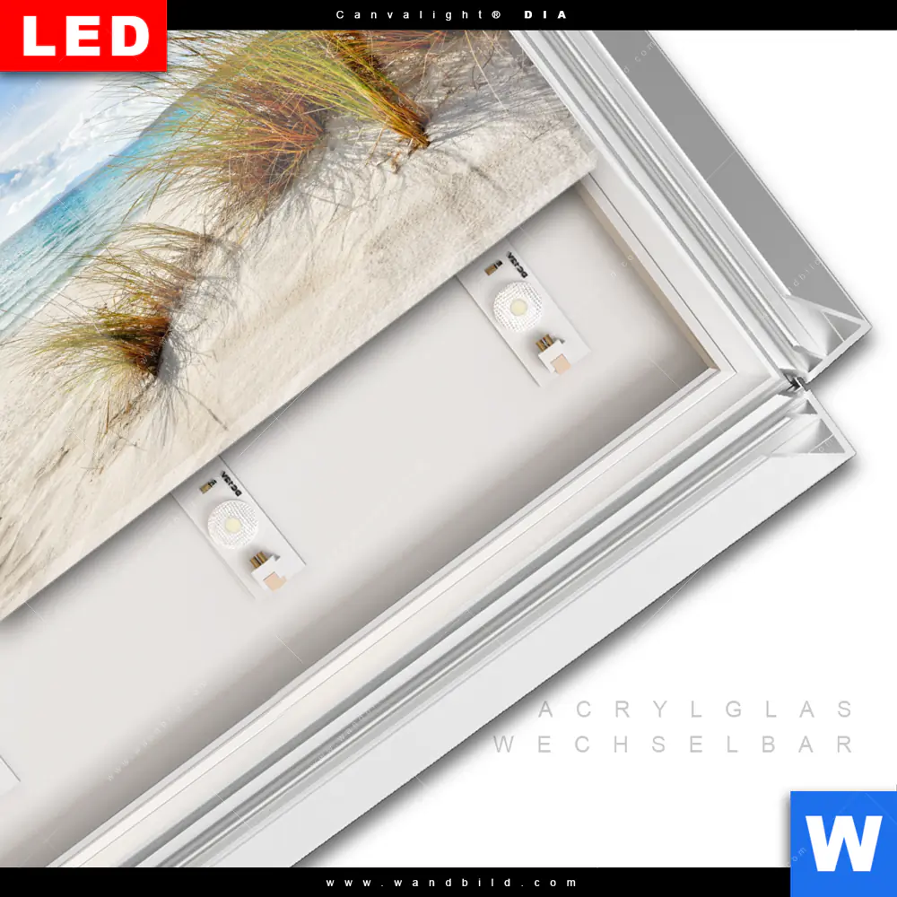 Leuchtbild Acrylglas Canvalight® DIA | Dünenlandschaft mit Meerblick | Querformat - Image 3