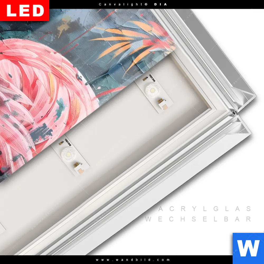Leuchtbild Acrylglas Canvalight® DIA | Flamingo - Dschungel Eleganz | Hochformat - Image 3