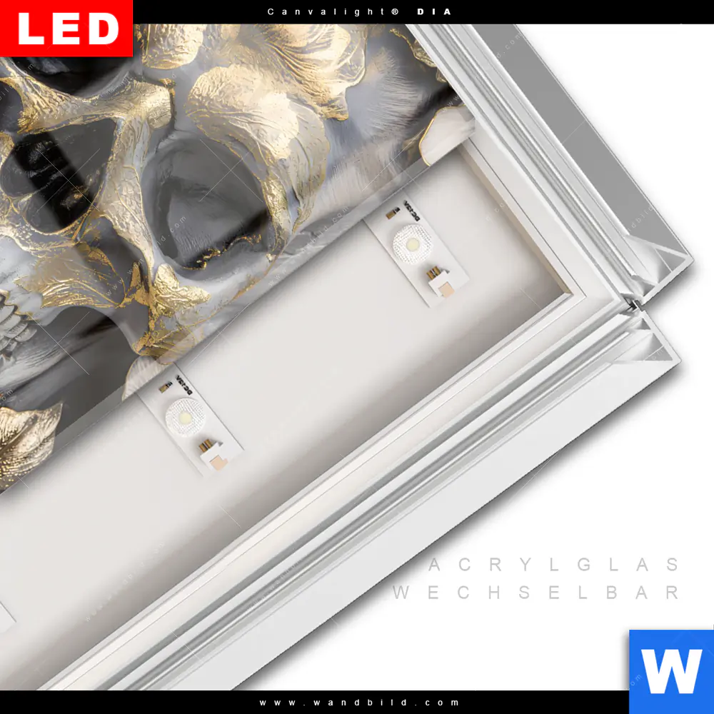 Leuchtbild Acrylglas Canvalight® DIA | Floraler Totenschädel | Quadrat - Image 3