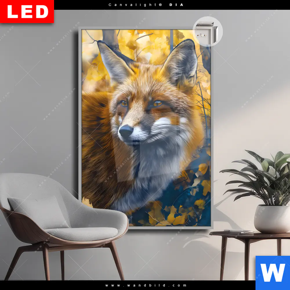 Leuchtbild Acrylglas Canvalight® DIA | Fuchs im Blätterwald | Hochformat