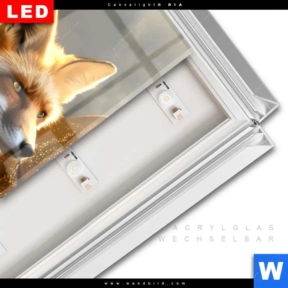 Leuchtbild Acrylglas Canvalight® DIA | Fuchs mit goldenen Flügeln | Schmal - Image 3