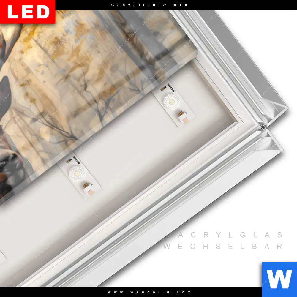 Leuchtbild Acrylglas Canvalight® DIA | Hirsch im Morgenlicht | Panorama - Image 3