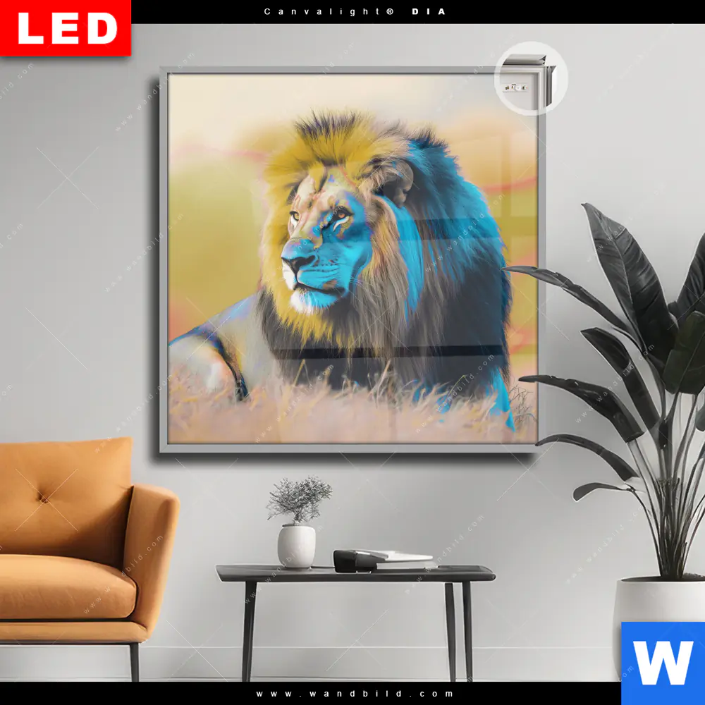 Leuchtbild Acrylglas Canvalight® DIA | Löwe - Farben der Wildnis | Quadrat