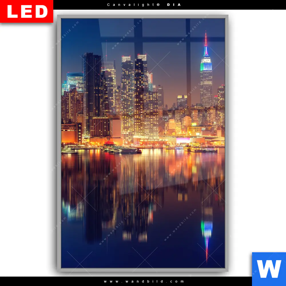 Leuchtbild Acrylglas Canvalight® DIA | Manhattan bei Nacht | Hochformat - Image 2