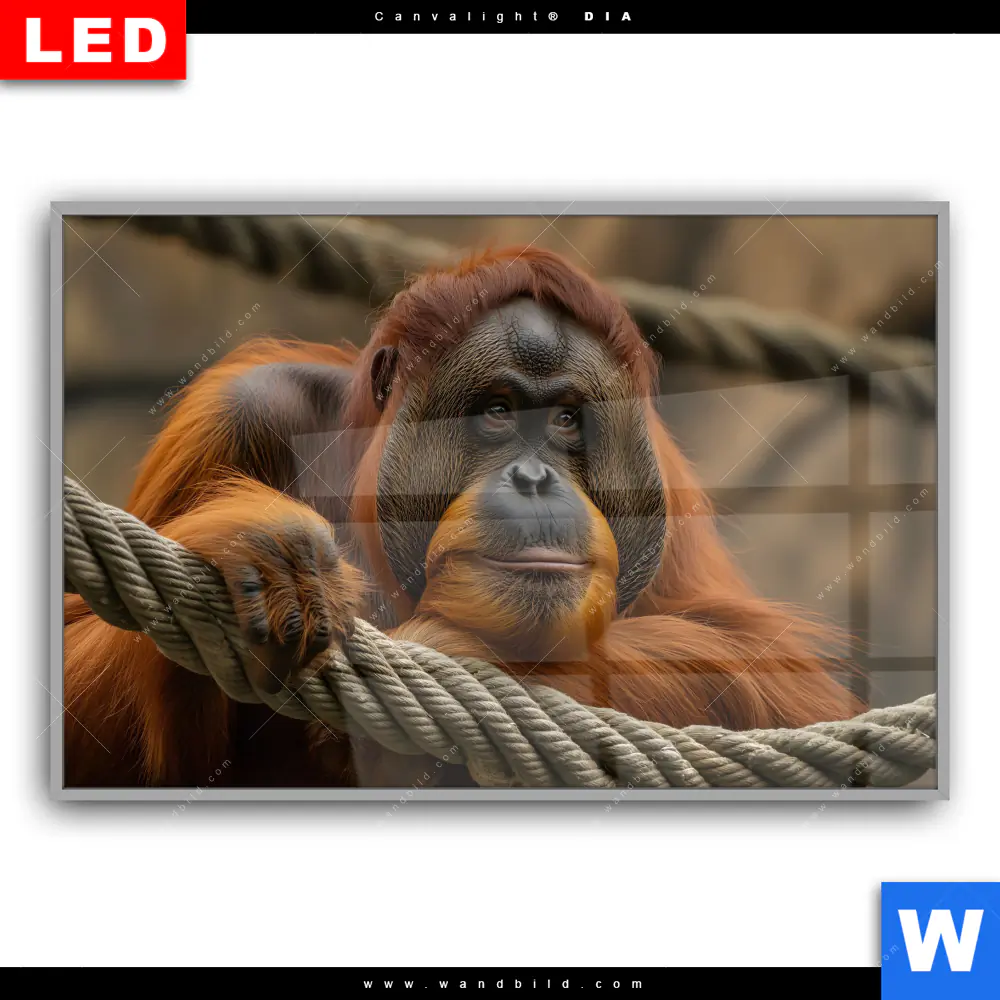 Leuchtbild Acrylglas Canvalight® DIA | Orang-Utan mit sanftem Blick | Querformat - Image 2