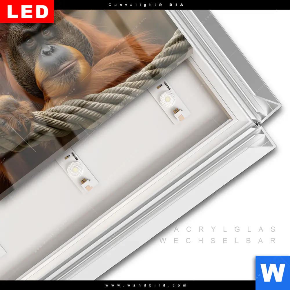 Leuchtbild Acrylglas Canvalight® DIA | Orang-Utan mit sanftem Blick | Querformat - Image 3