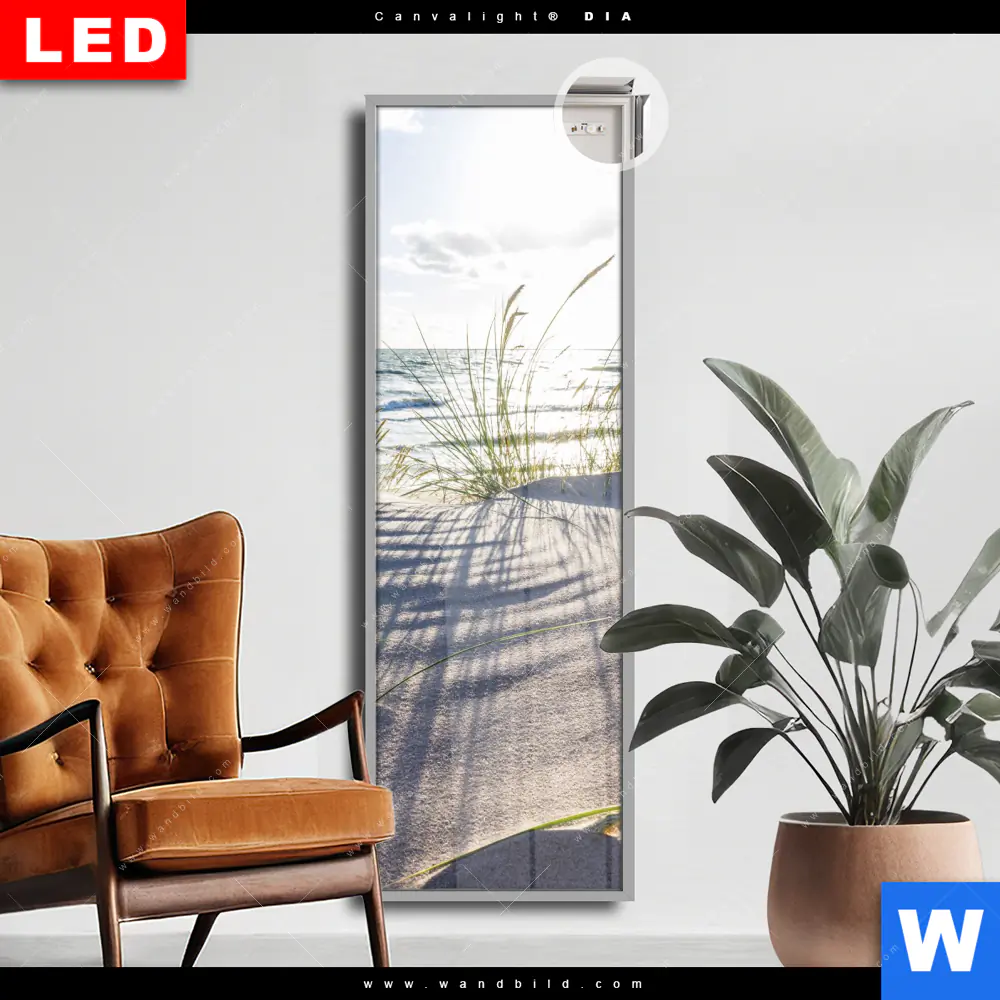 Leuchtbild Acrylglas Canvalight® DIA | Sandstrand und Düne | Schmal