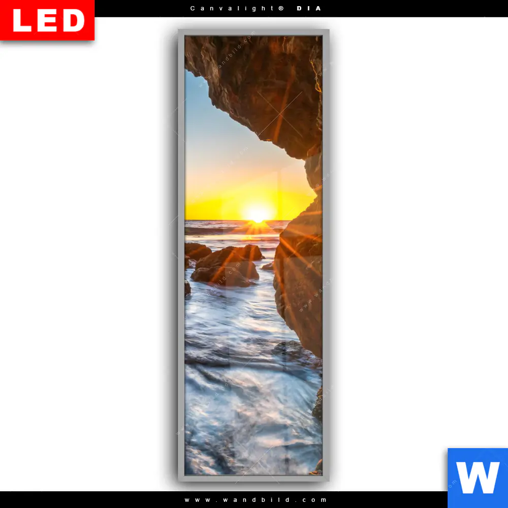 Leuchtbild Acrylglas Canvalight® DIA | Sonnenuntergang in Meeresgrotte | Schmal - Image 2