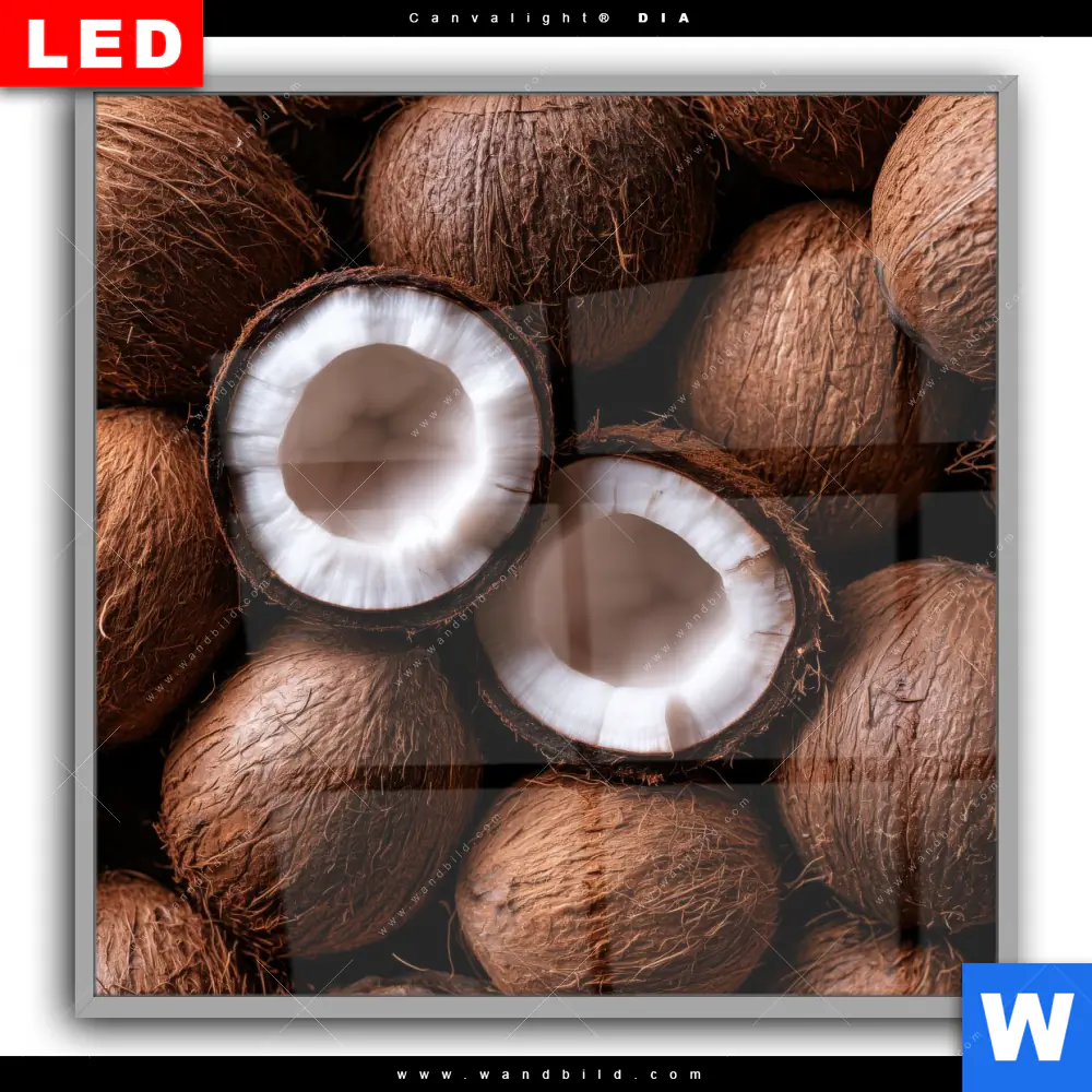 Leuchtbild Acrylglas Canvalight® DIA | Tropische Kokosnüsse – Exotischer Genuss | Quadrat - Image 2