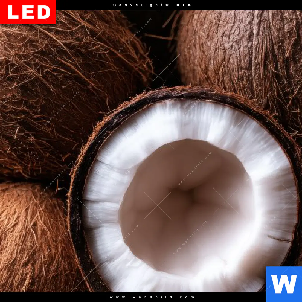 Leuchtbild Acrylglas Canvalight® DIA | Tropische Kokosnüsse – Exotischer Genuss | Quadrat - Image 4