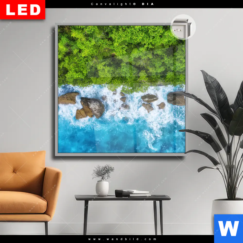 Leuchtbild Acrylglas Canvalight® DIA | Wald & Meer | Quadrat