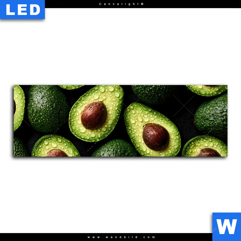Canvalight® Leuchtbild | Avocados mit Wassertropfen | Panorama - Image 2