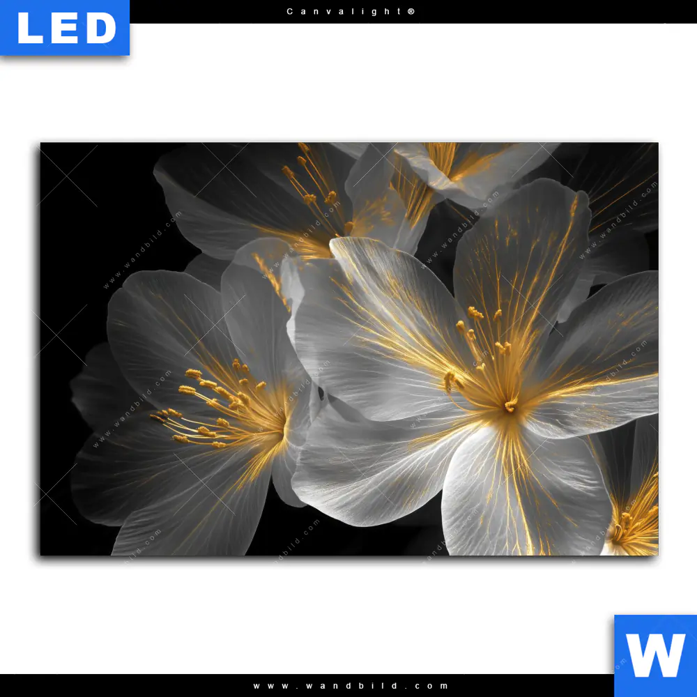 Canvalight® Leuchtbild | Blüten Gold & Weiß | Querformat - Image 2